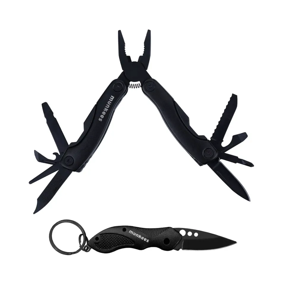 munkees Multi Duo multitool zwart 9-in-1 sleutelhanger