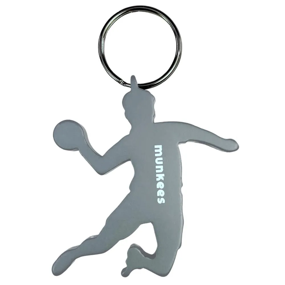 Munkees Handballer flesopener sleutelhanger 1x blauw aluminium