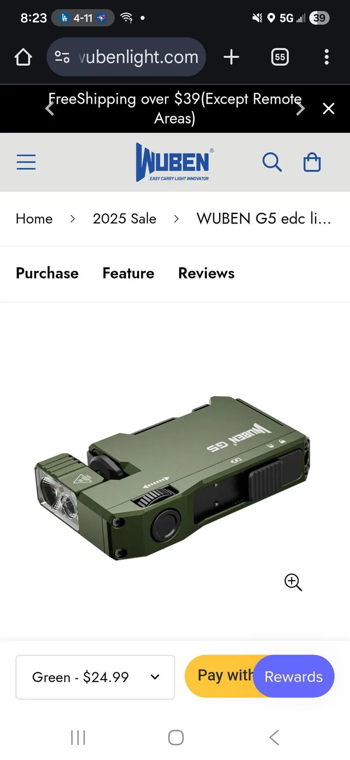 Wuben E7 hoofdlamp 1800 lumen zwart 6500K 80 gram