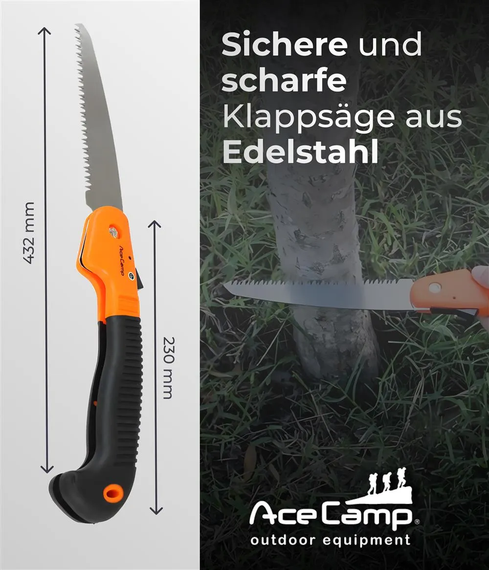 Munkees AceCamp vouwzaag 228 mm zwart oranje