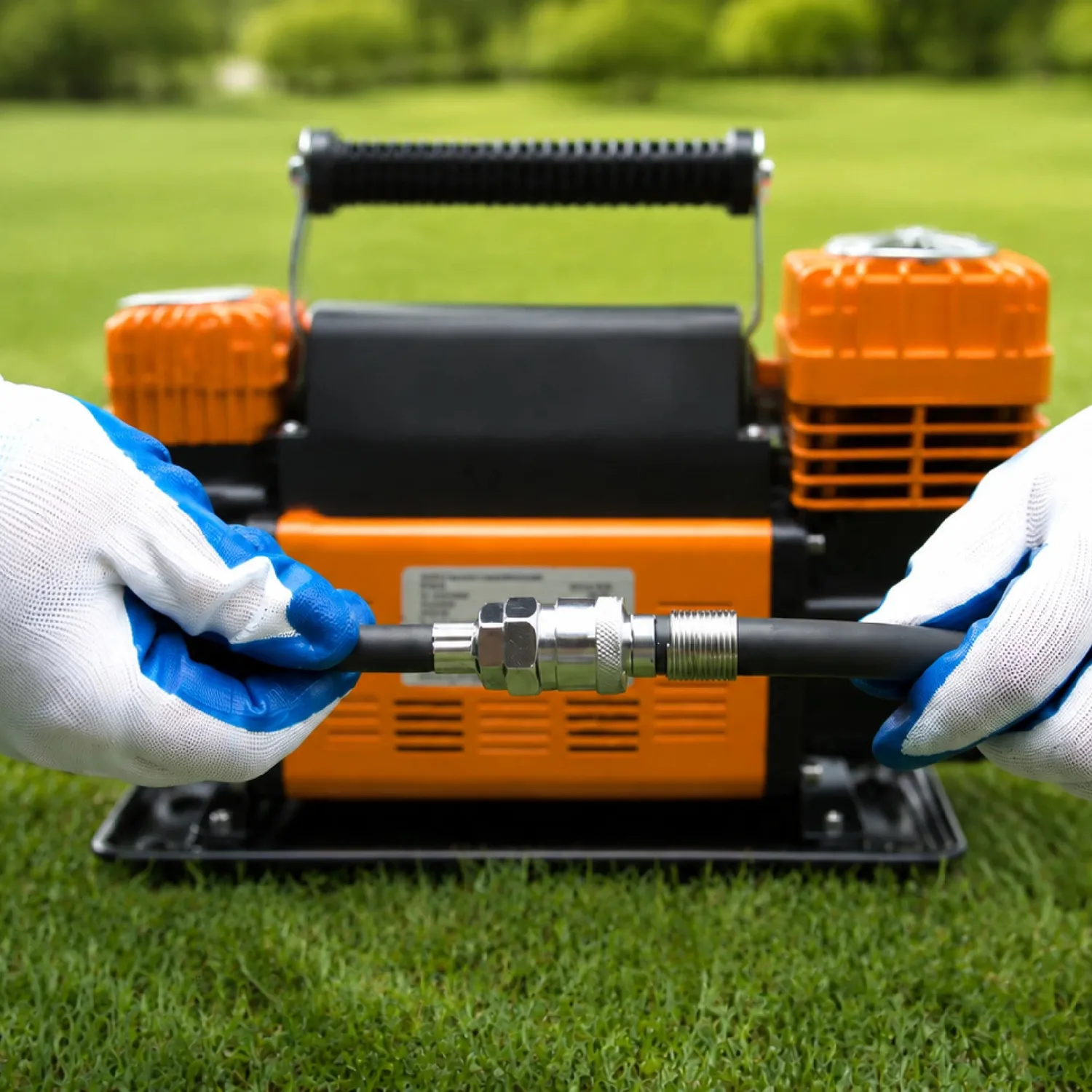 Naturnest Dual Cylinder luchtcompressor 12V digitaal