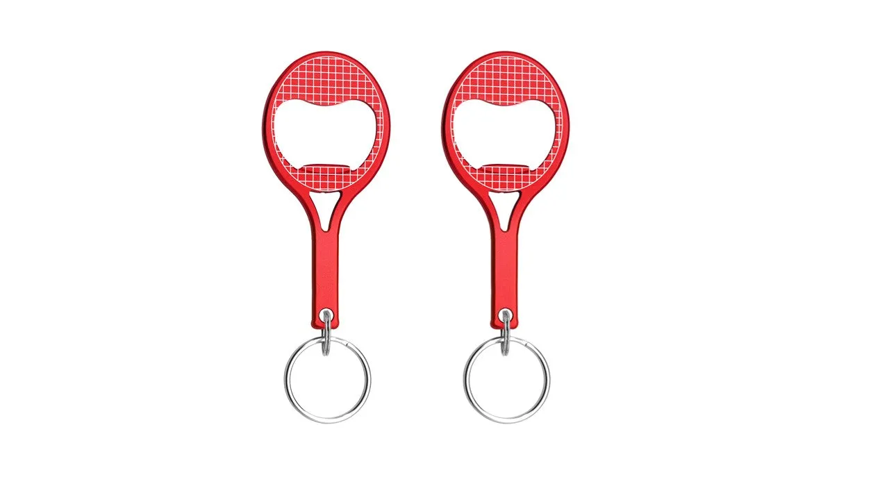 Munkees tennis flessenopener sleutelhanger 2 stuks rood