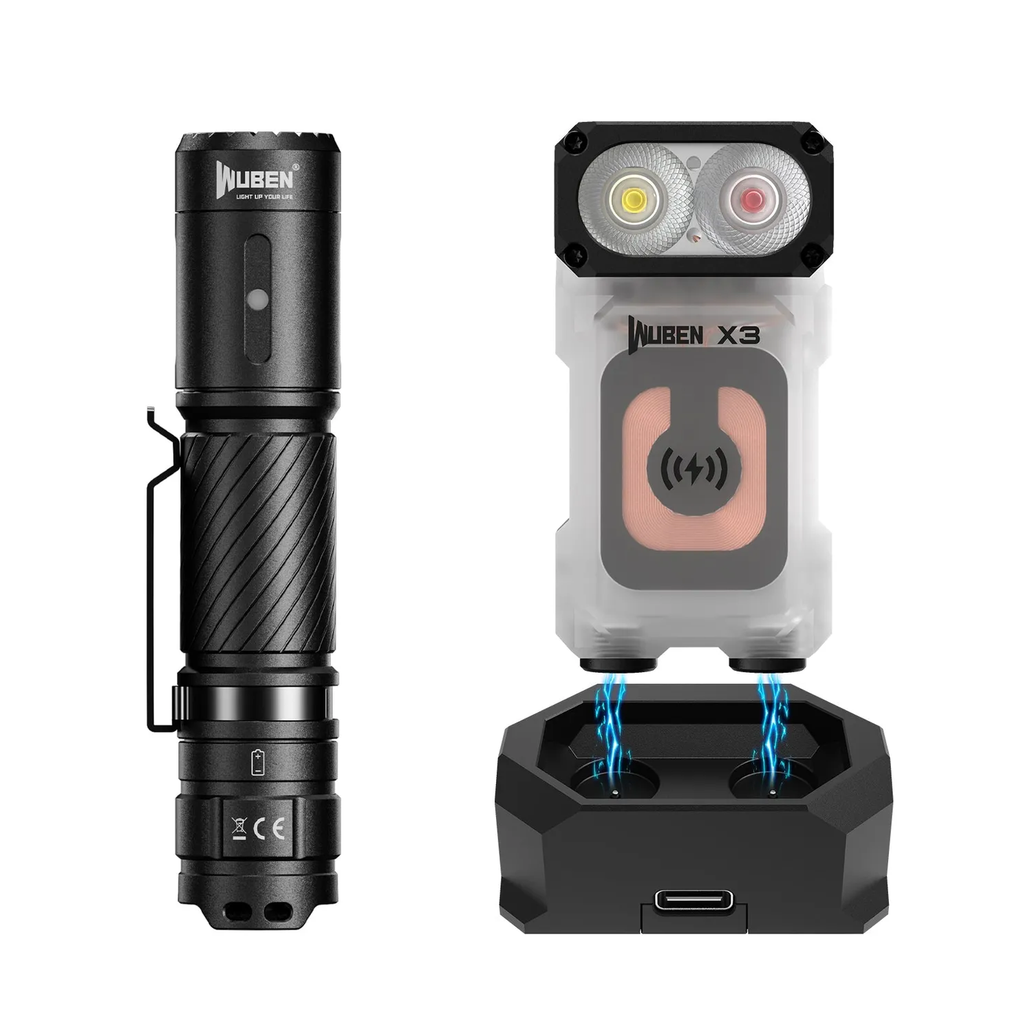 Wuben C3 Black + G2 Blue zaklampen bundel blauw