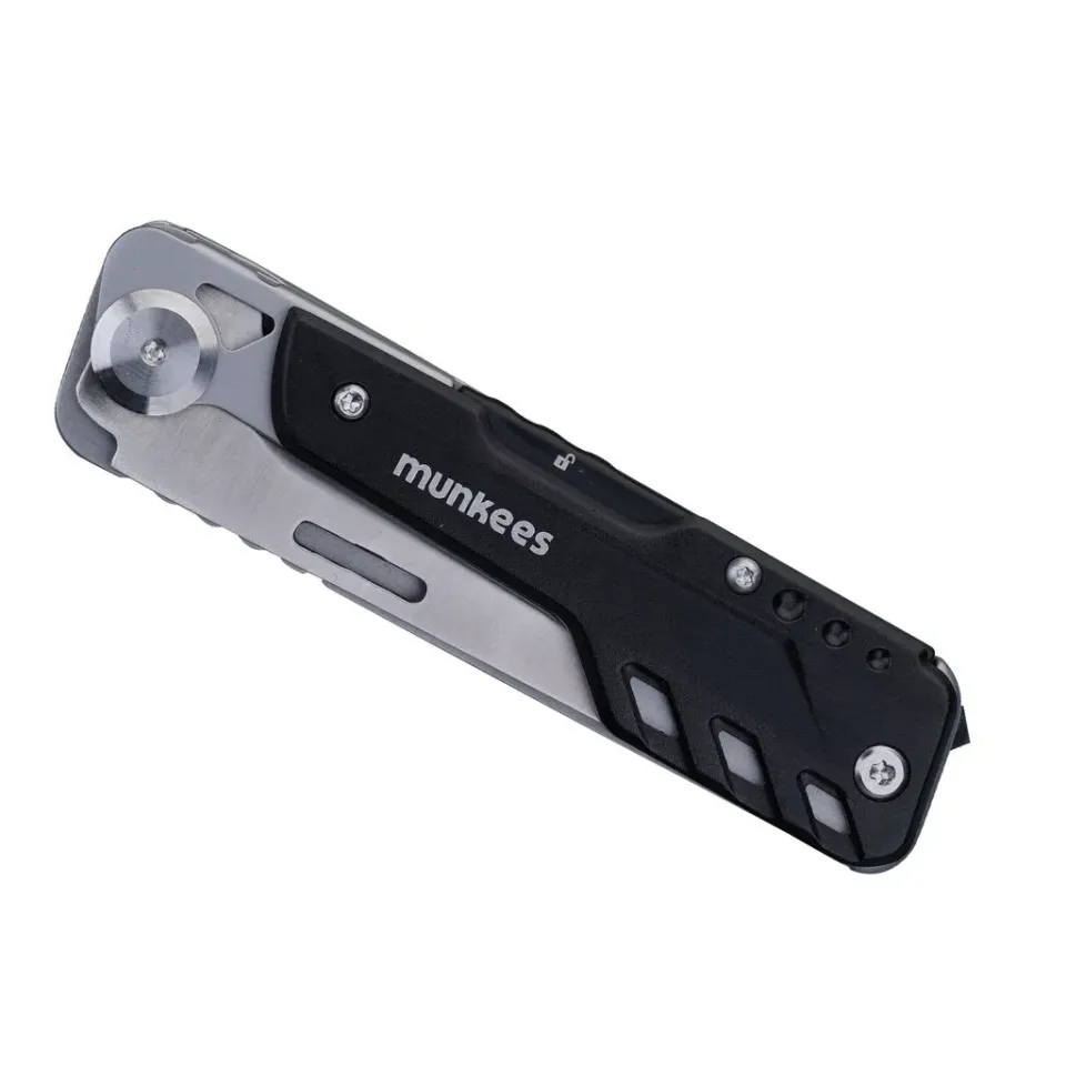 Munkees Black Line opvouwmes met schaar zwart roestvrij