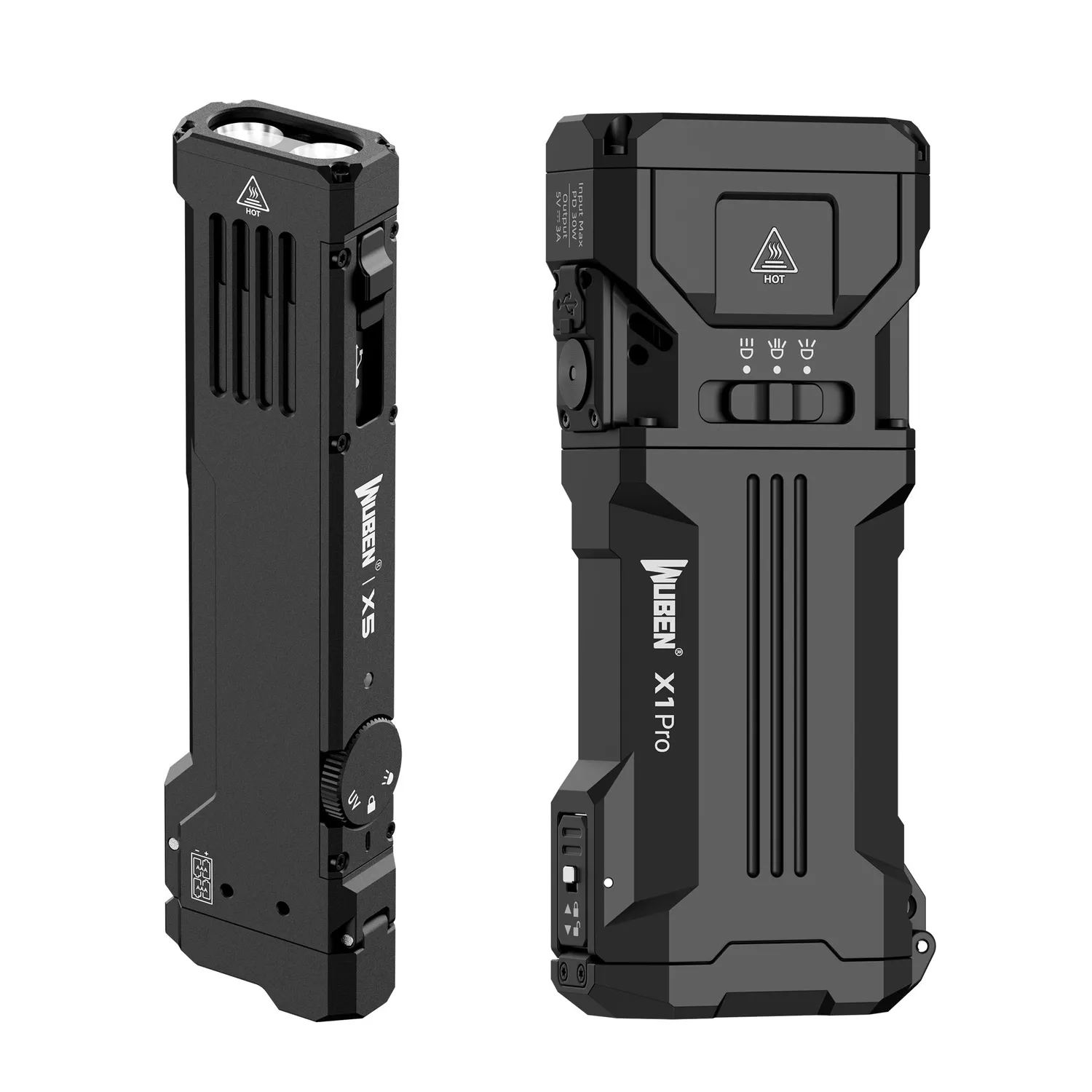 Wuben X5 Black + X4 Black zaklampen bundel zwart