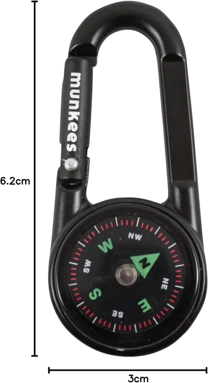 Munkees Kompas Karabijn Thermometer Zwart