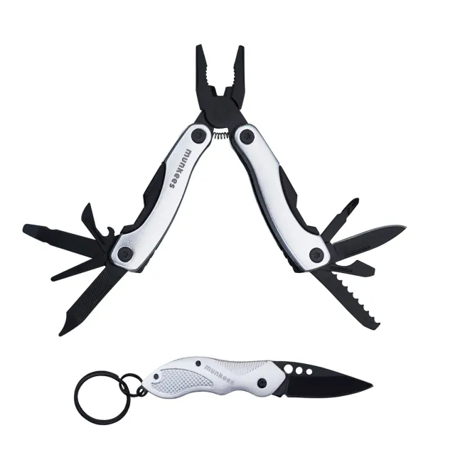 Munkees Multi Duo Silver multitool sleutelhanger rvs
