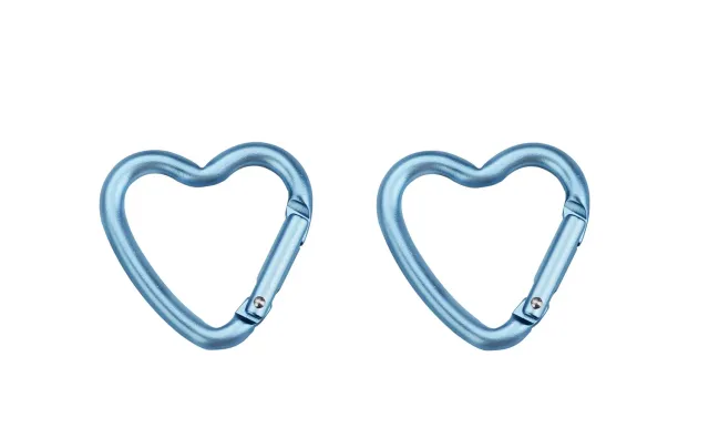 Munkees Mini hart-karabiner baby blue 2-pack aluminium