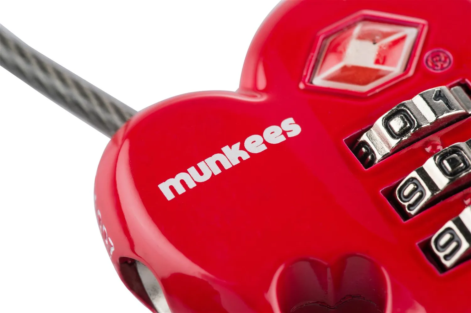 Munkees TSA cijferslot hart rood kabel