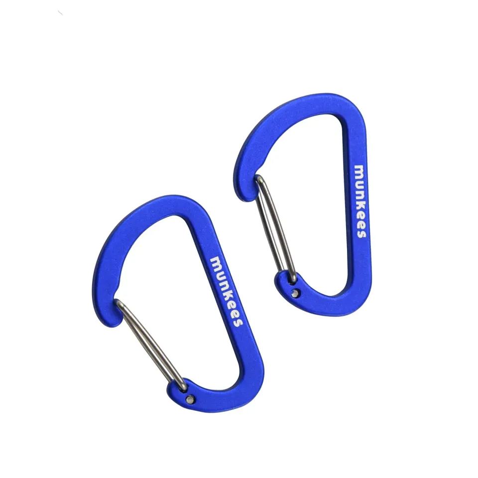 Munkees platte karabijnhaak 4 cm 2 stuks aluminium