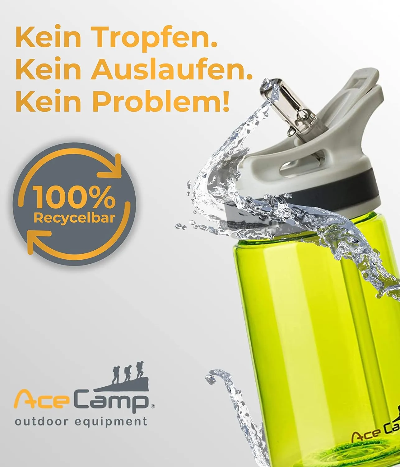 AceCamp Tritan Drinkfles 350 ml groen met rietje smaakneutraal