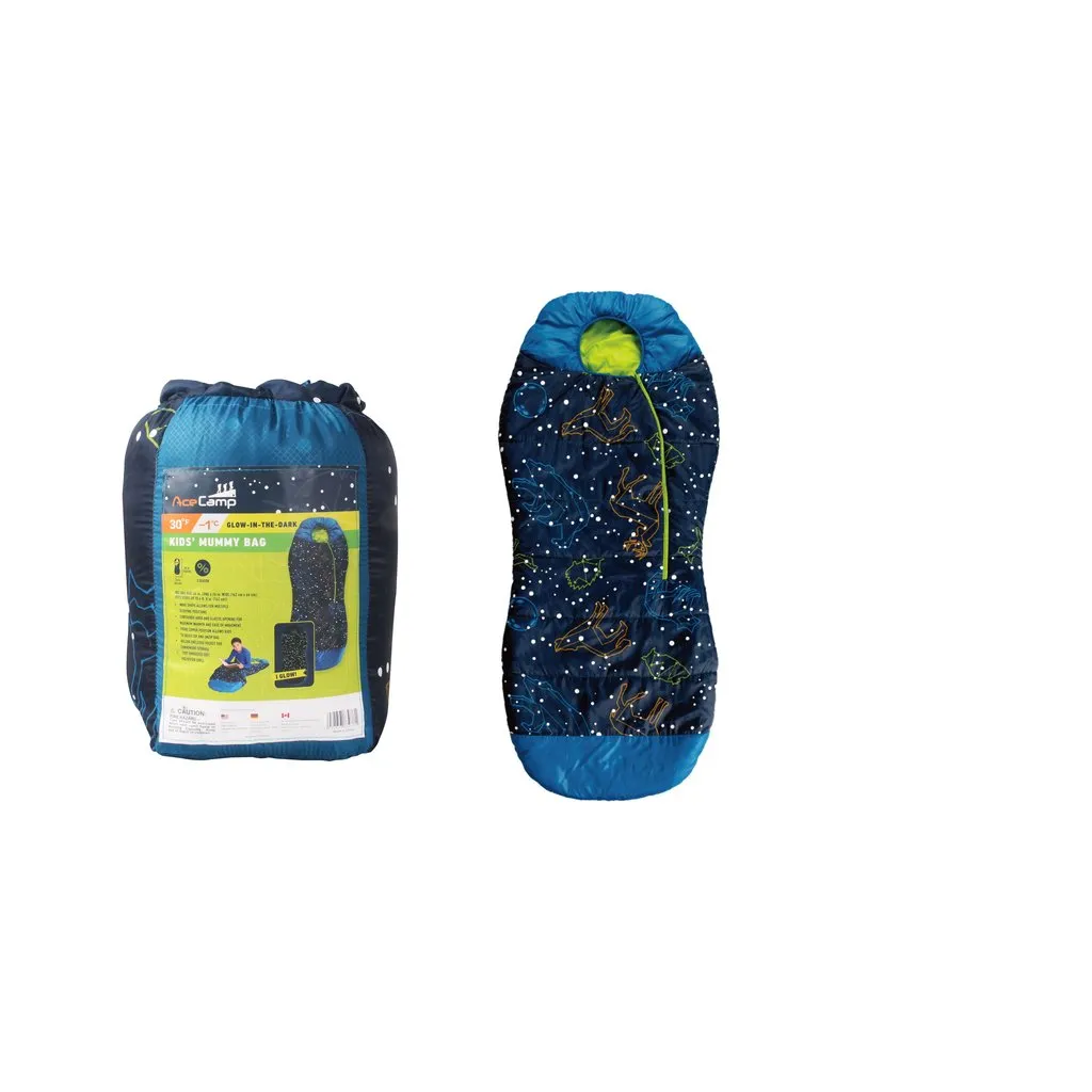 Munkees AceCamp kinderslaapzak glow 162 cm paars