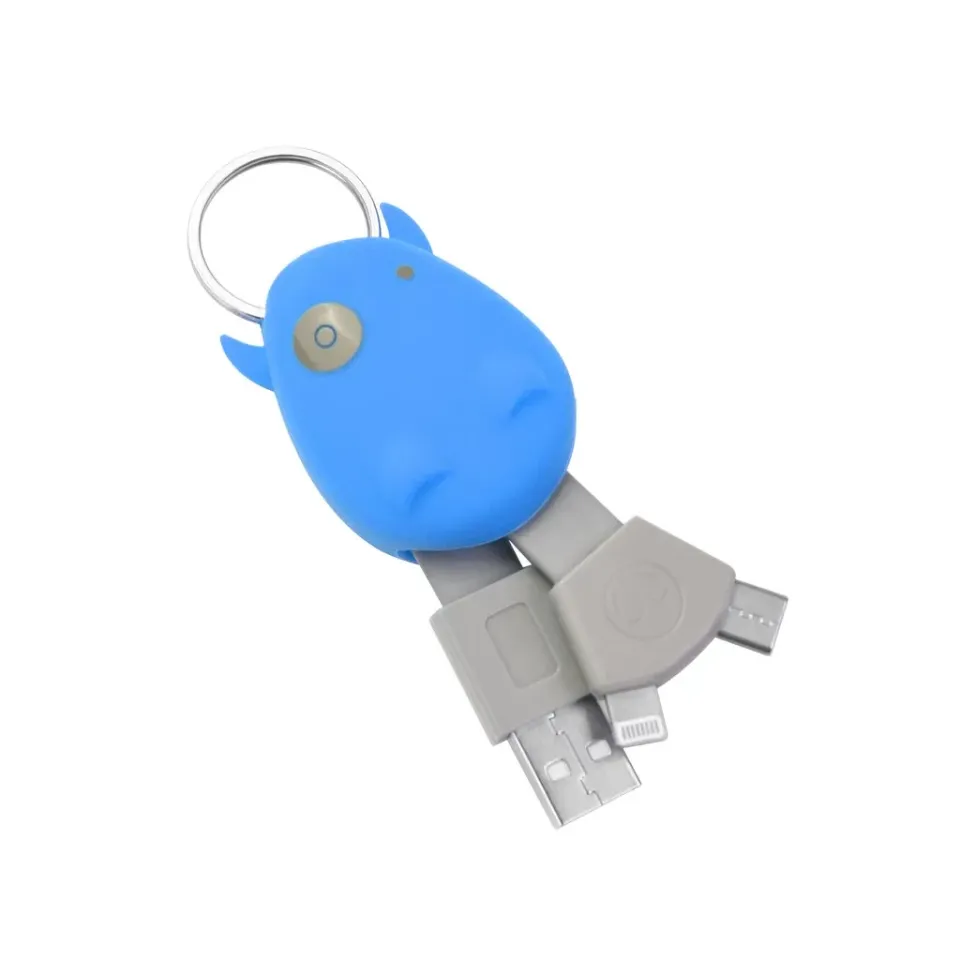 Munkees Hippo sleutelhanger USB-C kabel blauw