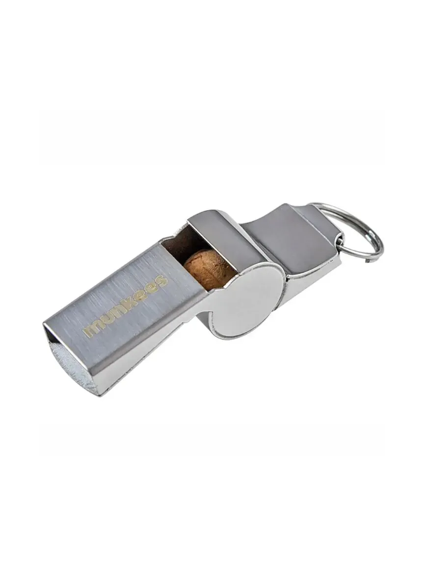 Munkees Coach signaalfluit aluminium met sleutelhanger
