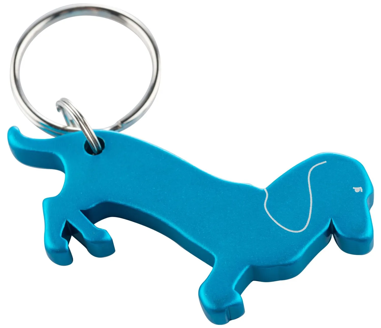 Munkees Teckel flessenopener sleutelhanger aluminium zilver