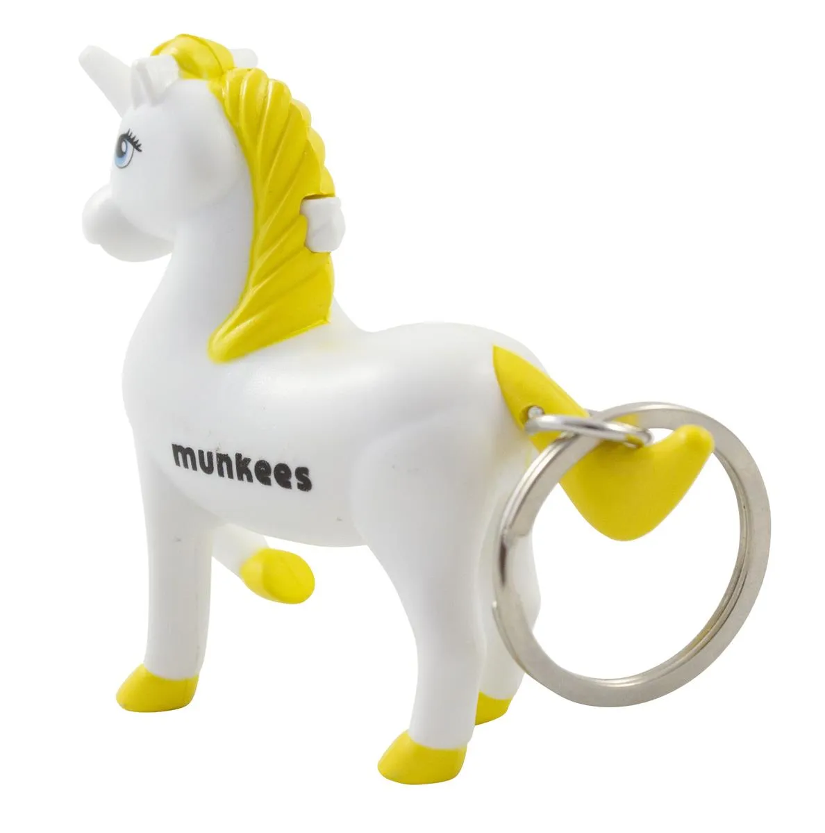 Munkees Eenhoorn sleutelhanger met LED wit-geel met geluid