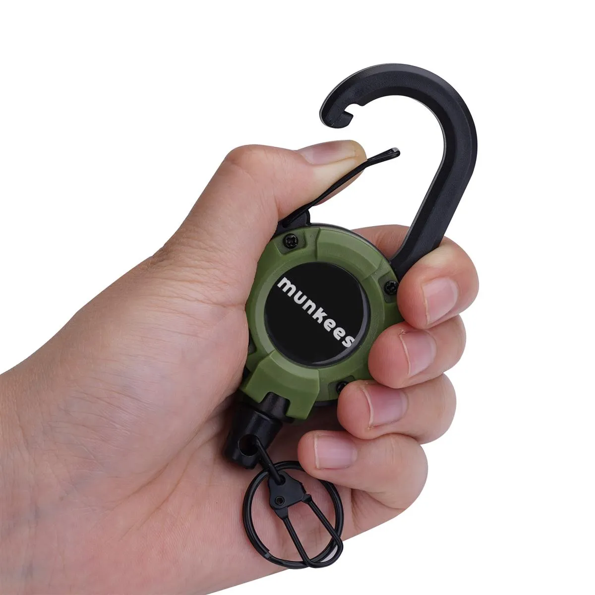 MUNKEES Ausweishalter badgehouder met staalkabel 64 cm olijf