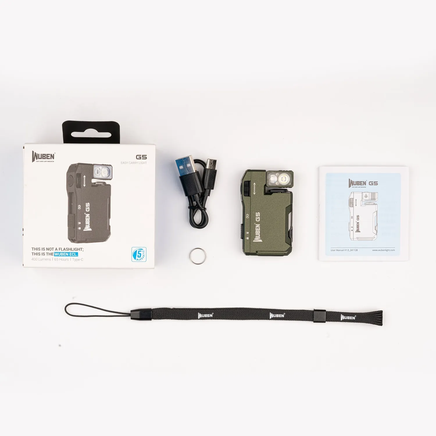 Wuben G5 Yellow+Black EDC zaklamp geel 400 lumen