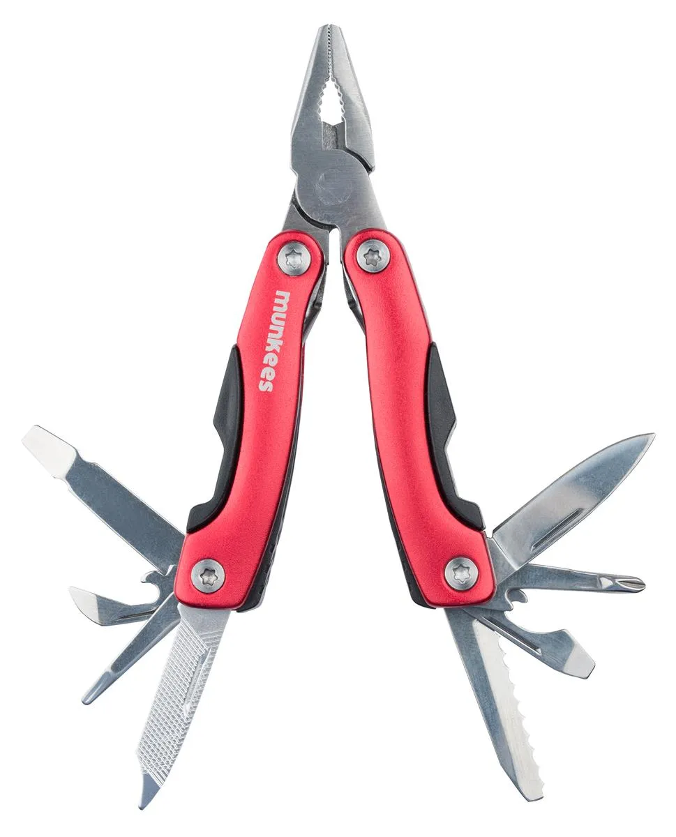 munkees multitool 9 functies rood RVS