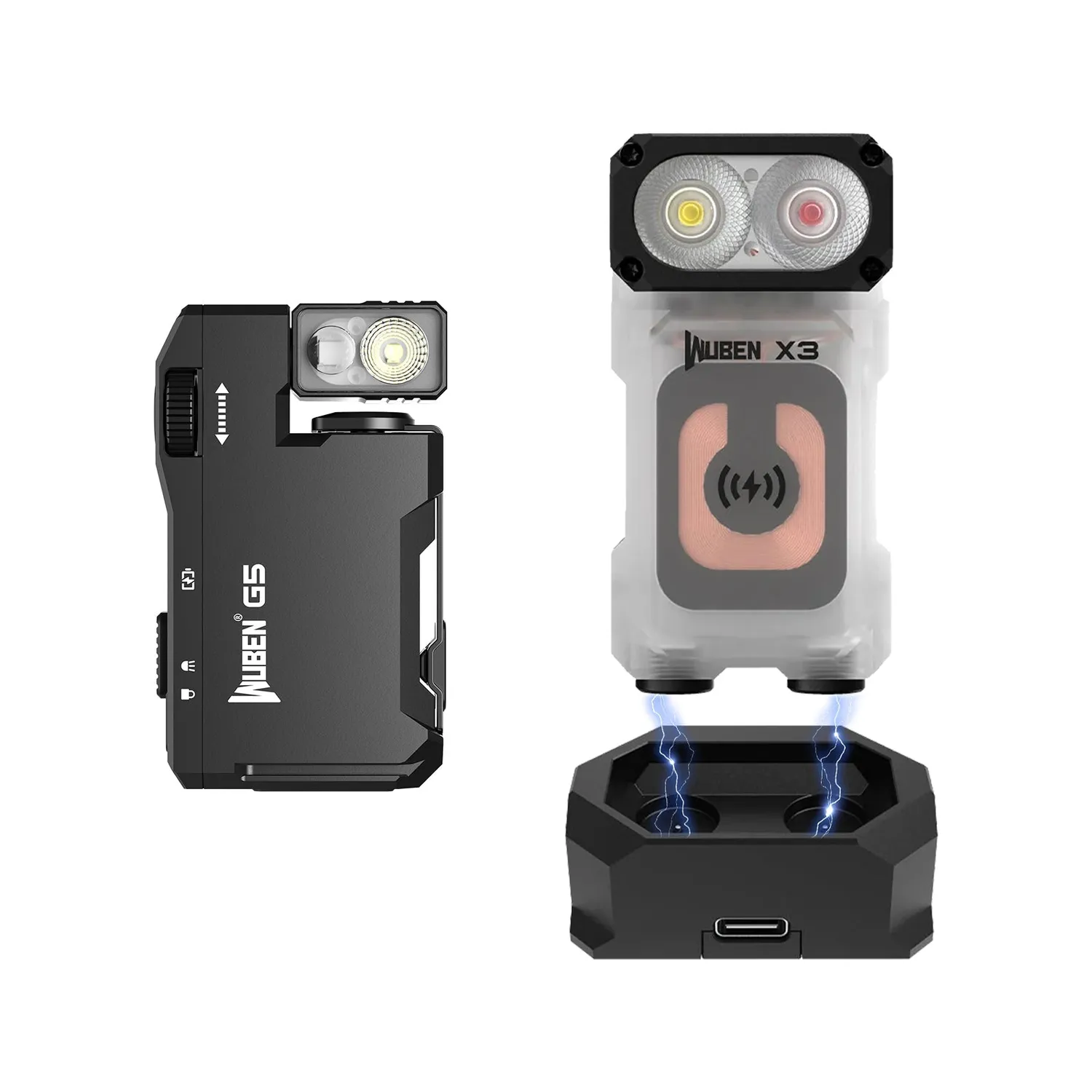 Wuben G5 + E7 zaklampen bundel zwart 6500K