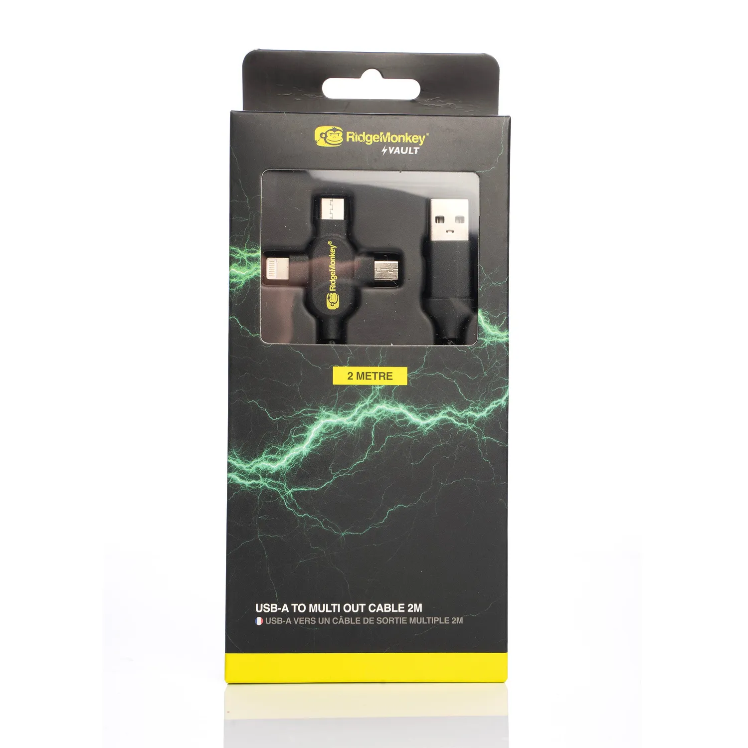 RidgeMonkey Vault Multi-Out Kabel 1m 3-in-1 gevlochten