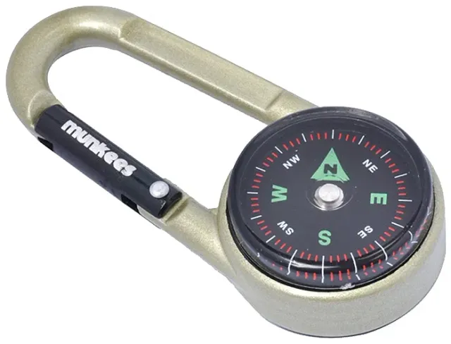 munkees karabijn kompas met thermometer aluminium