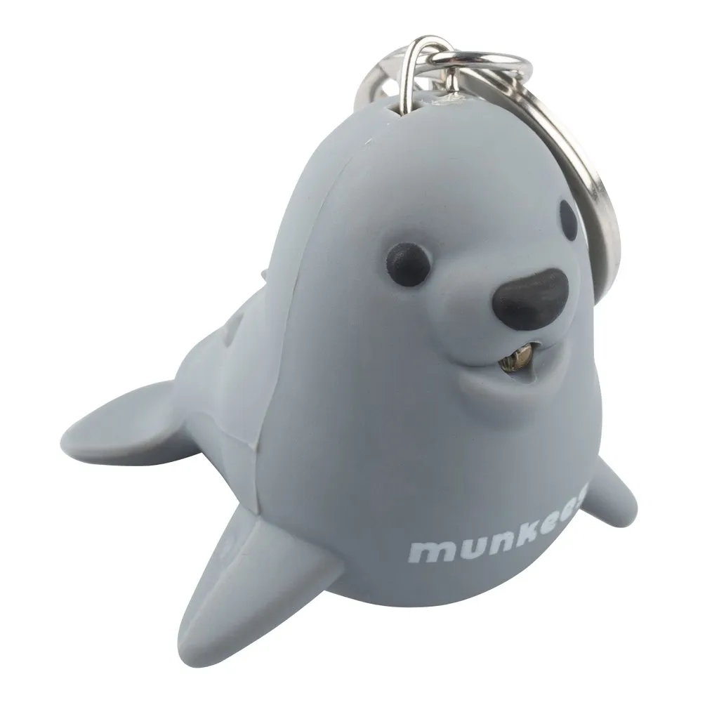 Munkees Zeeleeuw sleutelhanger met LED grijs 17 gram