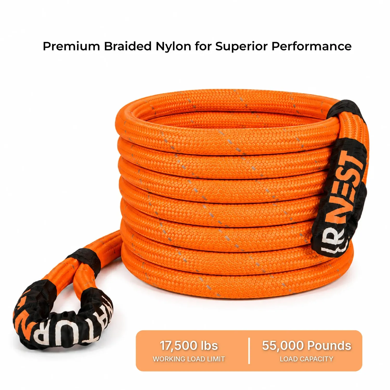 Naturnest recovery rope kinetisch 9m met shackles