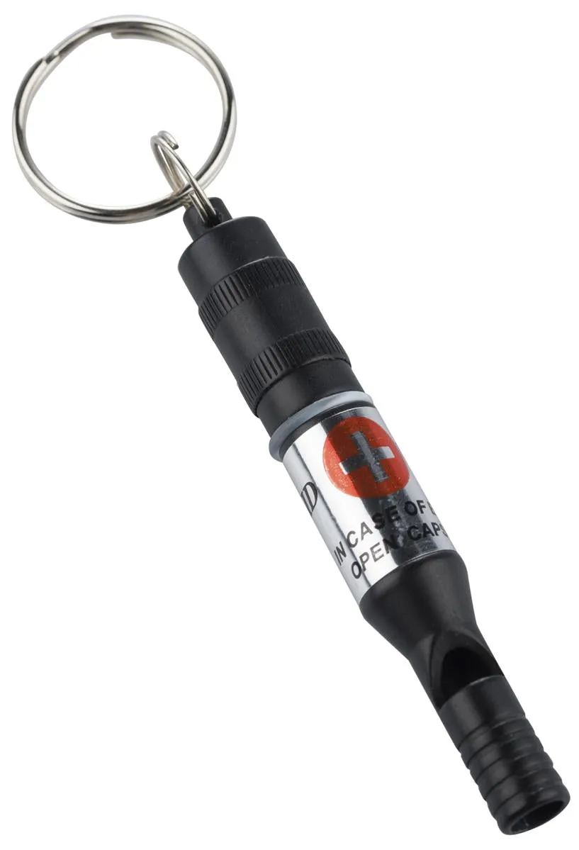 Munkees noodfluitje sleutelhanger blauw met capsule